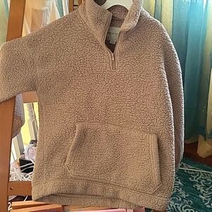 Comfy, fuzzy 3/4 zip oversized sweatshirt with middle pocket